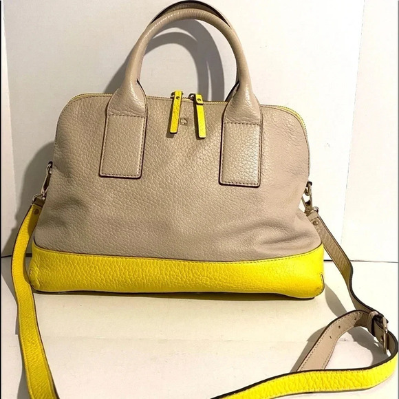 kate spade Handbags - Kate spade beige/ yellow leather satchel bag